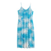 Blue Shibori Tie Dye Print Jersey Midi Cami Dress