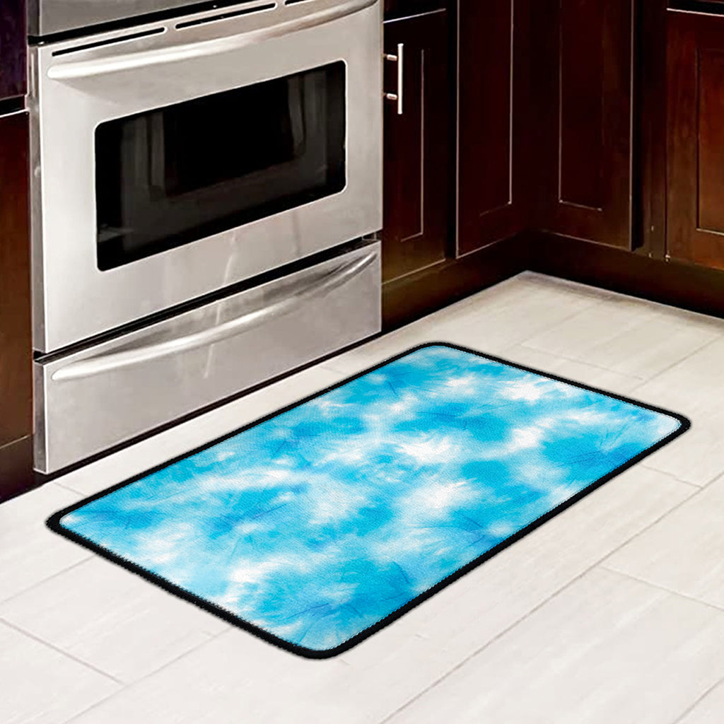 Blue Shibori Tie Dye Print Kitchen Mat