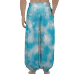 Blue Shibori Tie Dye Print Lantern Pants