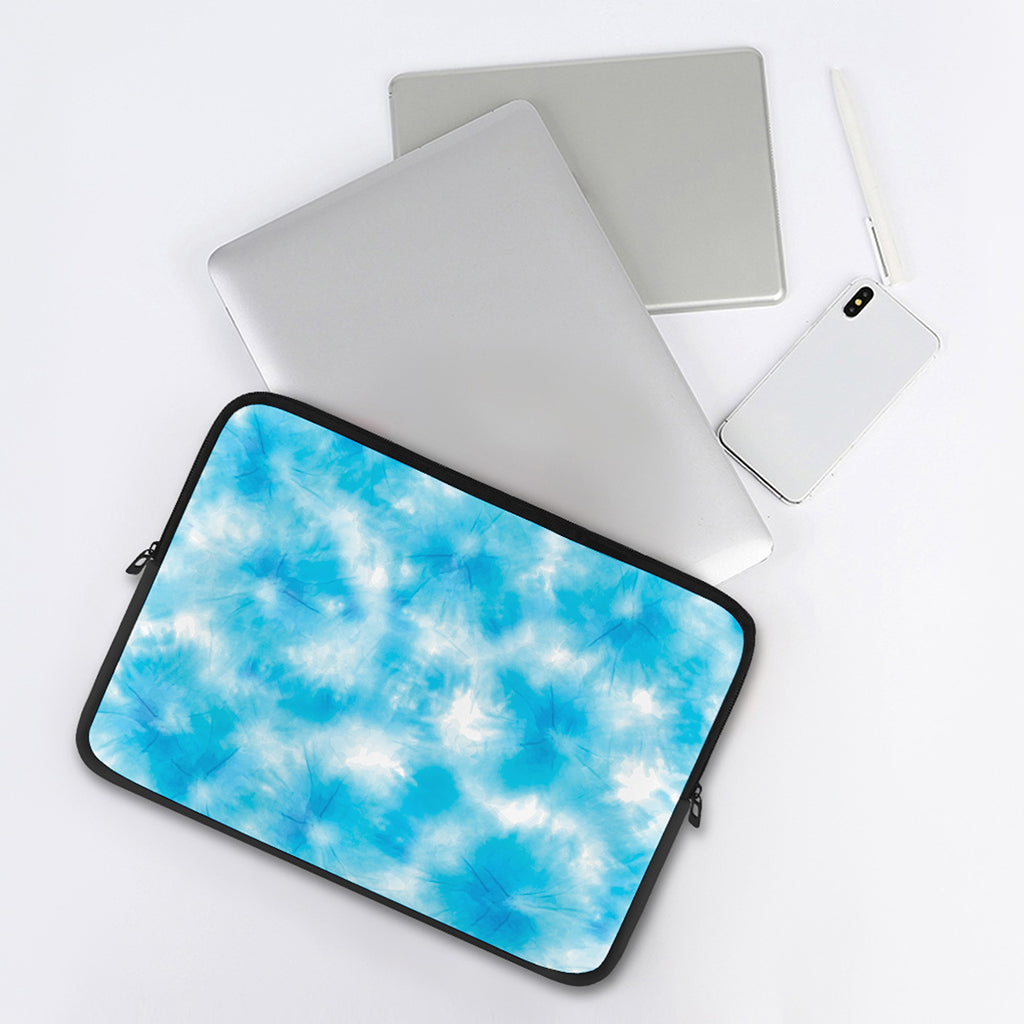 Blue Shibori Tie Dye Print Laptop Sleeve