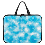 Blue Shibori Tie Dye Print Laptop Sleeve With Handle