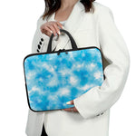 Blue Shibori Tie Dye Print Laptop Sleeve With Handle