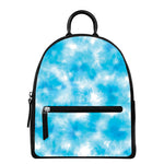 Blue Shibori Tie Dye Print Leather Backpack