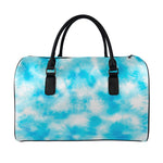 Blue Shibori Tie Dye Print Leather Duffle Bag