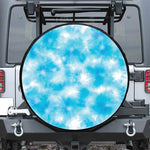 Blue Shibori Tie Dye Print Leather Spare Tire Cover