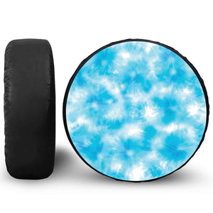 Blue Shibori Tie Dye Print Leather Spare Tire Cover