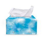 Blue Shibori Tie Dye Print Leather Tissue Box Cover