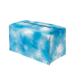 Blue Shibori Tie Dye Print Leather Tissue Box Cover