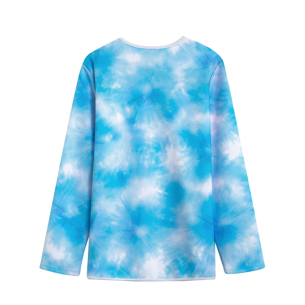 Blue Shibori Tie Dye Print Long Sleeve Short Coat