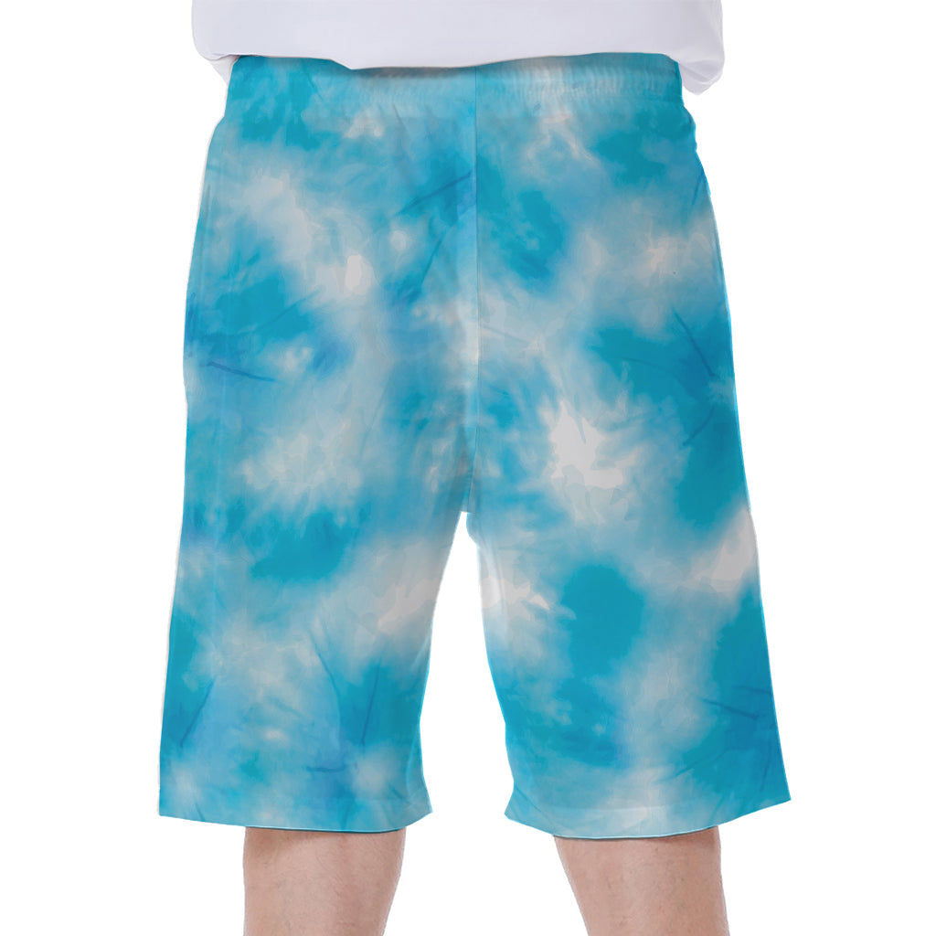 Blue Shibori Tie Dye Print Men's Beach Shorts