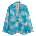 Blue Shibori Tie Dye Print Men's Blazer