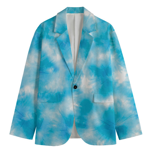 Blue Shibori Tie Dye Print Men's Blazer
