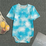 Blue Shibori Tie Dye Print Men's Bodysuit