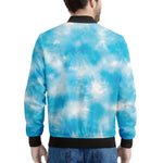 Blue Shibori Tie Dye Print Men's Bomber Jacket