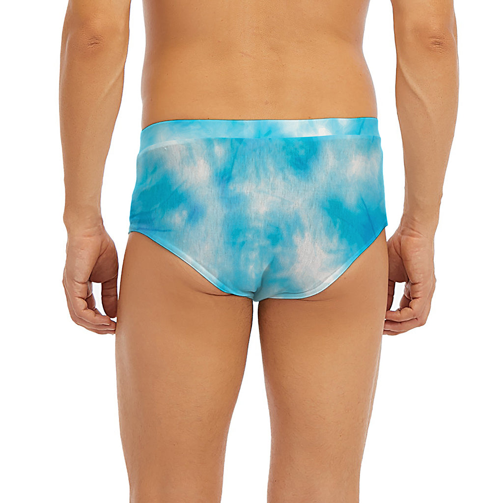 Blue Shibori Tie Dye Print Men's Briefs