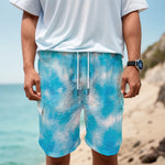 Blue Shibori Tie Dye Print Men's Cargo Shorts