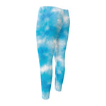 Blue Shibori Tie Dye Print Men's Compression Pants