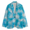 Blue Shibori Tie Dye Print Men's Cotton Blazer