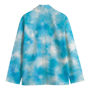 Blue Shibori Tie Dye Print Men's Cotton Blazer