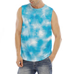 Blue Shibori Tie Dye Print Men's Fitness Tank Top