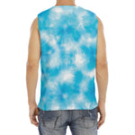 Blue Shibori Tie Dye Print Men's Fitness Tank Top