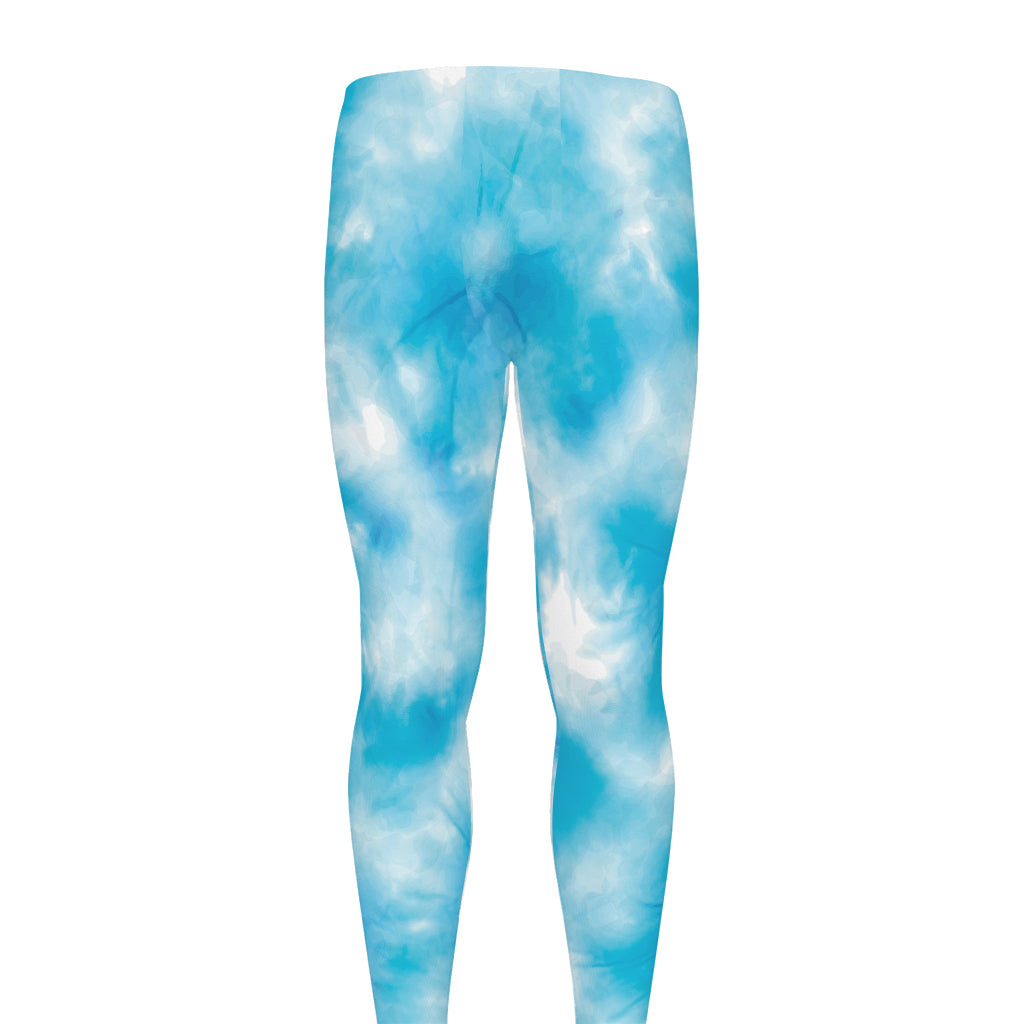 Blue Shibori Tie Dye Print Men's leggings