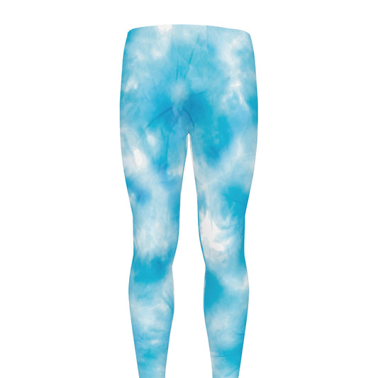 Blue Shibori Tie Dye Print Men's leggings