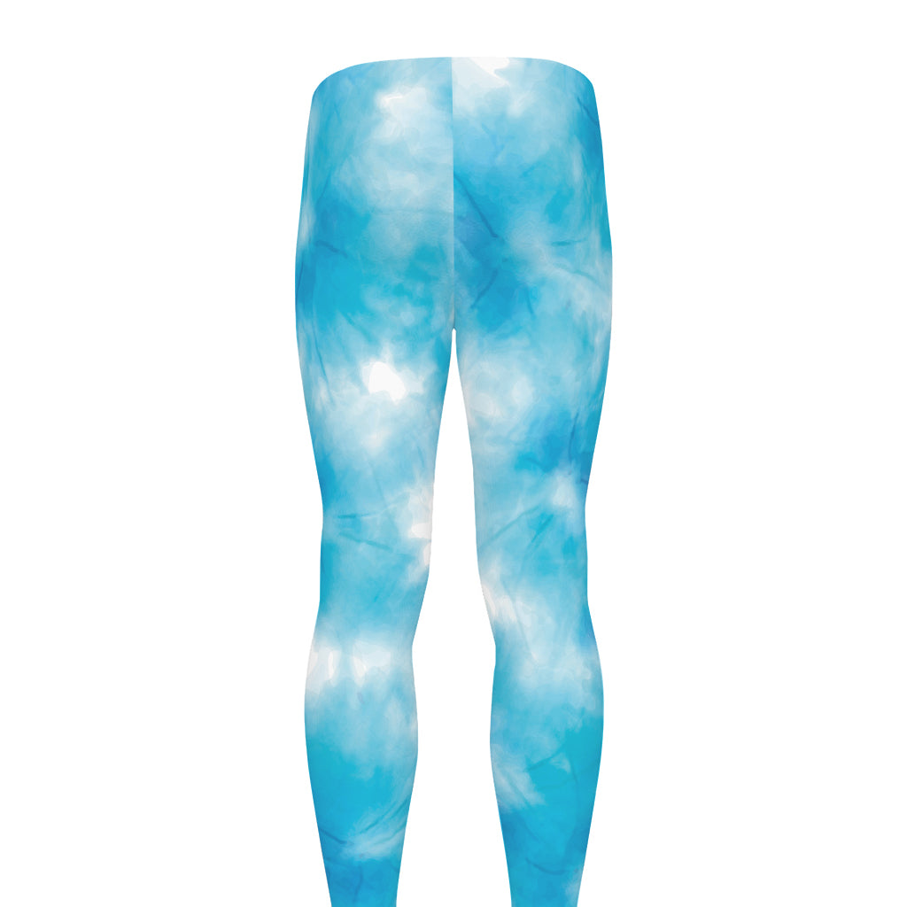 Blue Shibori Tie Dye Print Men's leggings