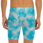 Blue Shibori Tie Dye Print Men's Long Boxer Briefs