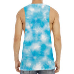 Blue Shibori Tie Dye Print Men's Muscle Tank Top