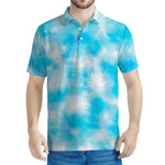 Blue Shibori Tie Dye Print Men's Polo Shirt