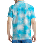 Blue Shibori Tie Dye Print Men's Polo Shirt
