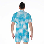 Blue Shibori Tie Dye Print Men's Rompers