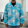 Blue Shibori Tie Dye Print Men's Shirt Jacket