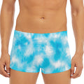 Blue Shibori Tie Dye Print Men's Short Boxer Briefs