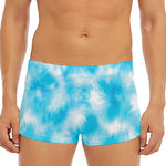 Blue Shibori Tie Dye Print Men's Short Boxer Briefs