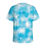 Blue Shibori Tie Dye Print Men's Sports T-Shirt