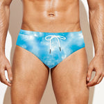 Blue Shibori Tie Dye Print Men's Swim Briefs
