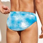 Blue Shibori Tie Dye Print Men's Swim Briefs