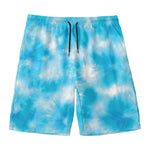Blue Shibori Tie Dye Print Men's Swim Trunks