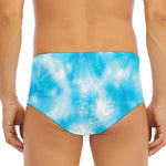 Blue Shibori Tie Dye Print Men's Triangle Swim Briefs