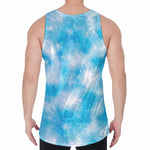 Blue Shibori Tie Dye Print Men's Velvet Tank Top
