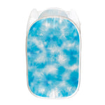 Blue Shibori Tie Dye Print Mesh Laundry Hamper