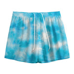 Blue Shibori Tie Dye Print Mesh Shorts