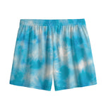 Blue Shibori Tie Dye Print Mesh Shorts