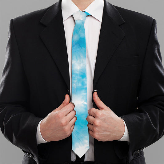 Blue Shibori Tie Dye Print Necktie
