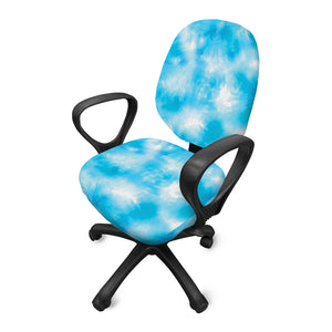 Blue Shibori Tie Dye Print Office Chair Cover