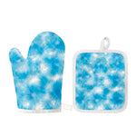 Blue Shibori Tie Dye Print Oven Mitt And Pot Holder Set