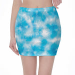Blue Shibori Tie Dye Print Pencil Mini Skirt