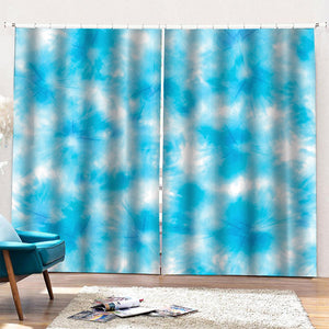 Blue Shibori Tie Dye Print Pencil Pleat Curtains